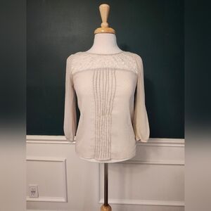 Chic Cream Women's Blouse with Lace Detail